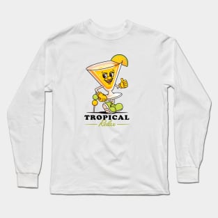 Relaxing glass of tequila cartoon mascot Long Sleeve T-Shirt